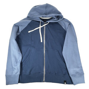 American Giant Raglan Midweight Full Zip Mens 2XL Blue Colorblock Hoodie USA